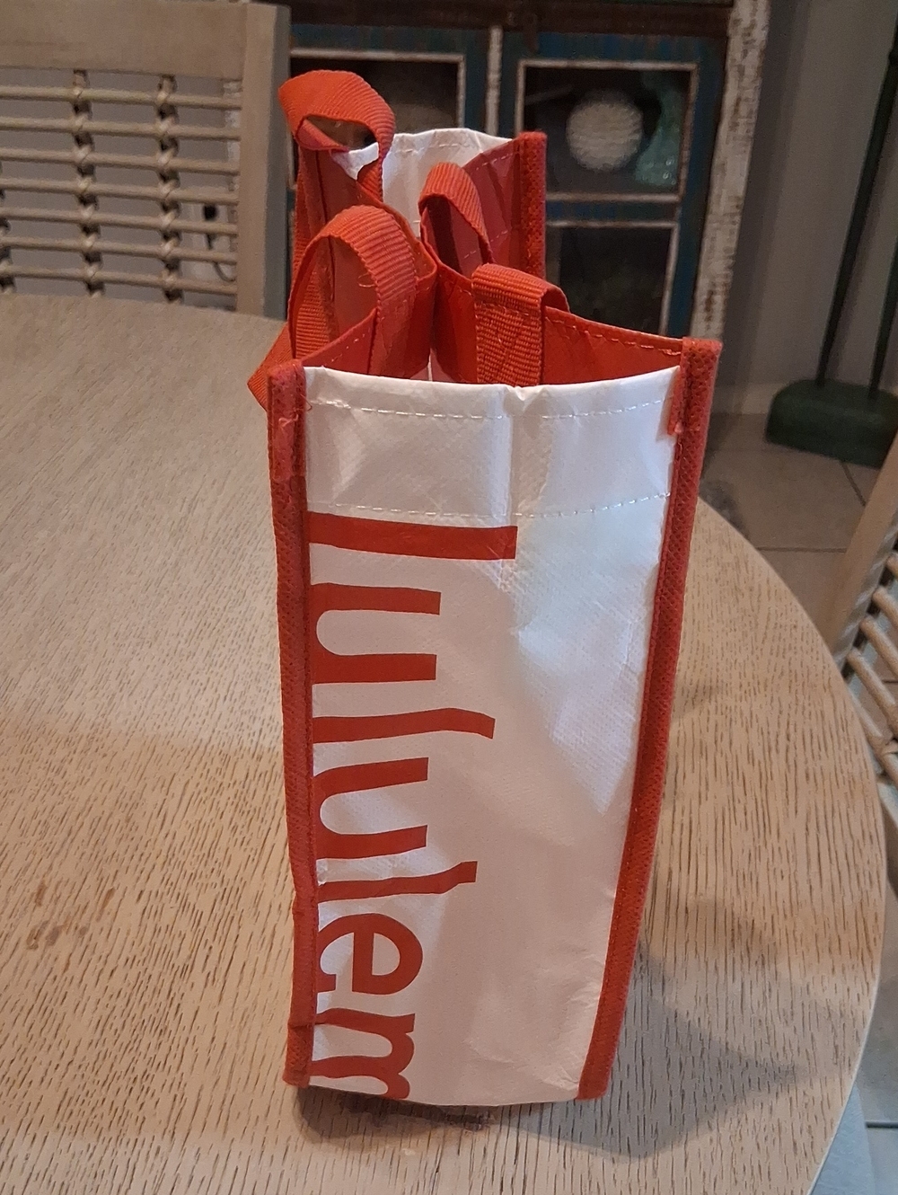 Lululemon Reusable Tote Bag in White and Red Approx Size 12x8x5